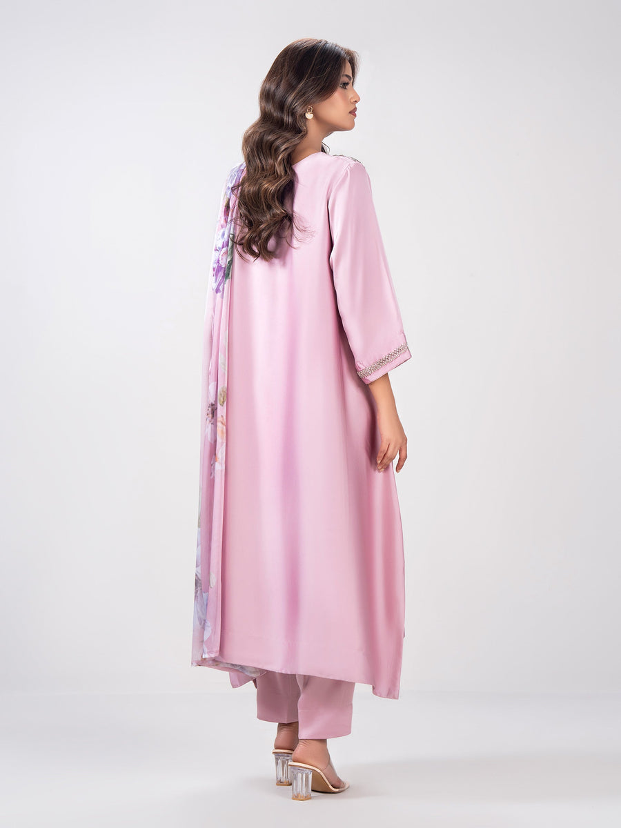 3-Piece Premium Silk Suit-Embroidered (Pret) - Pehnaawaa