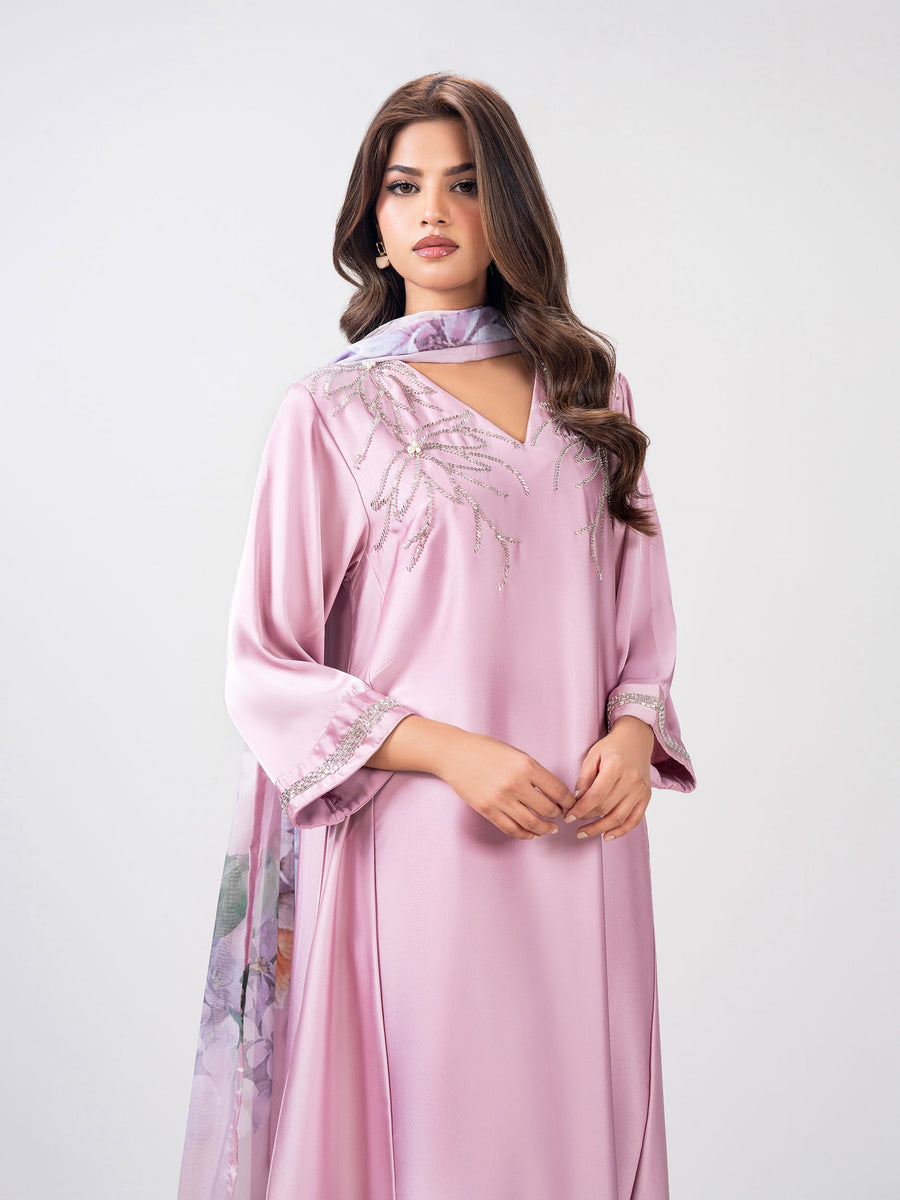 3-Piece Premium Silk Suit-Embroidered (Pret) - Pehnaawaa