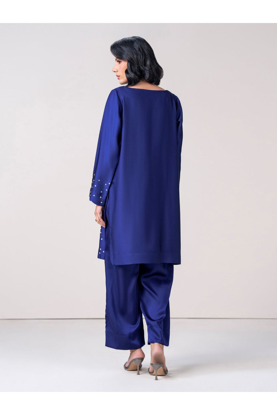 Midnight Navy Silk 3-Piece Salwar Kameez | Zardosi Floral