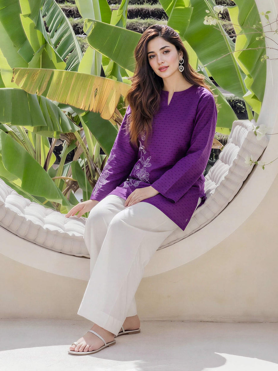 Lawn Texture Kurti- Embroidered (Pret) - Pehnaawaa