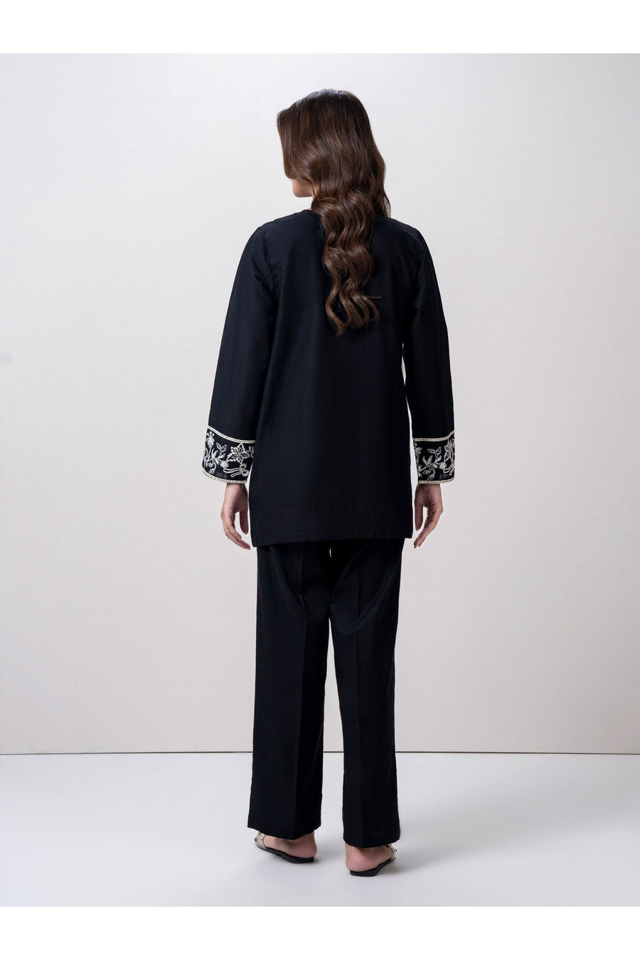 Midnight Navy Khaddar 2-Piece Coord Set | Resham Embroidery - Pehnaawaa