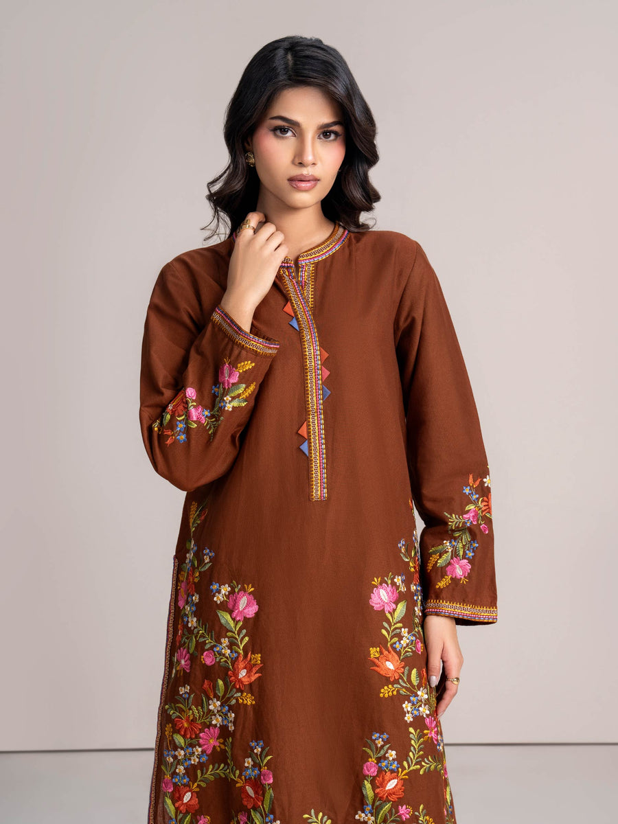 2-Piece Khaddar Suit-Embroidered (Pret) - Pehnaawaa