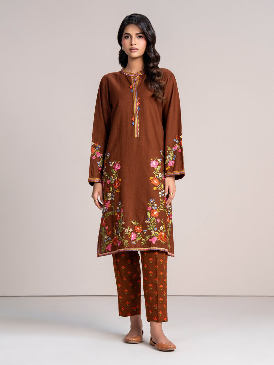 2-Piece Khaddar Suit-Embroidered (Pret) - Pehnaawaa