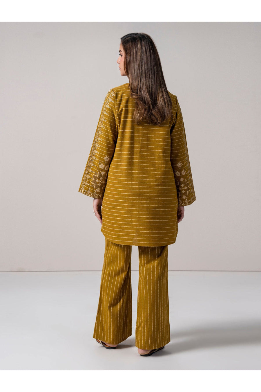 Mustard Silk 2-Piece Salwar Kameez | Zardosi Embroidered Kurta
