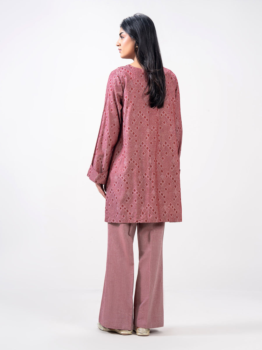 2 Piece Jacquard Yarn Dyed Suit- Embroidered (Pret) - Pehnaawaa