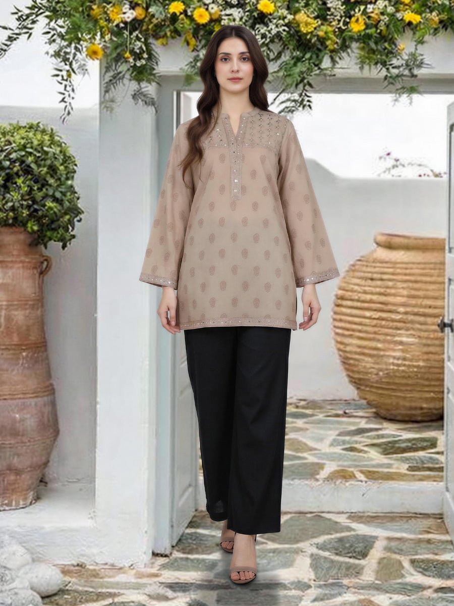 Lawn Slub Kurti- Embroidered (Pret) - Pehnaawaa