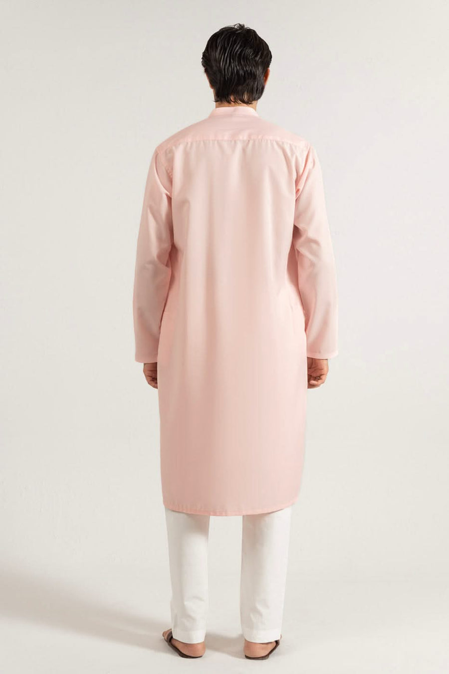 Mulberry Silk Cotton Blend Kurta Band Collar Slim - Pehnaawaa