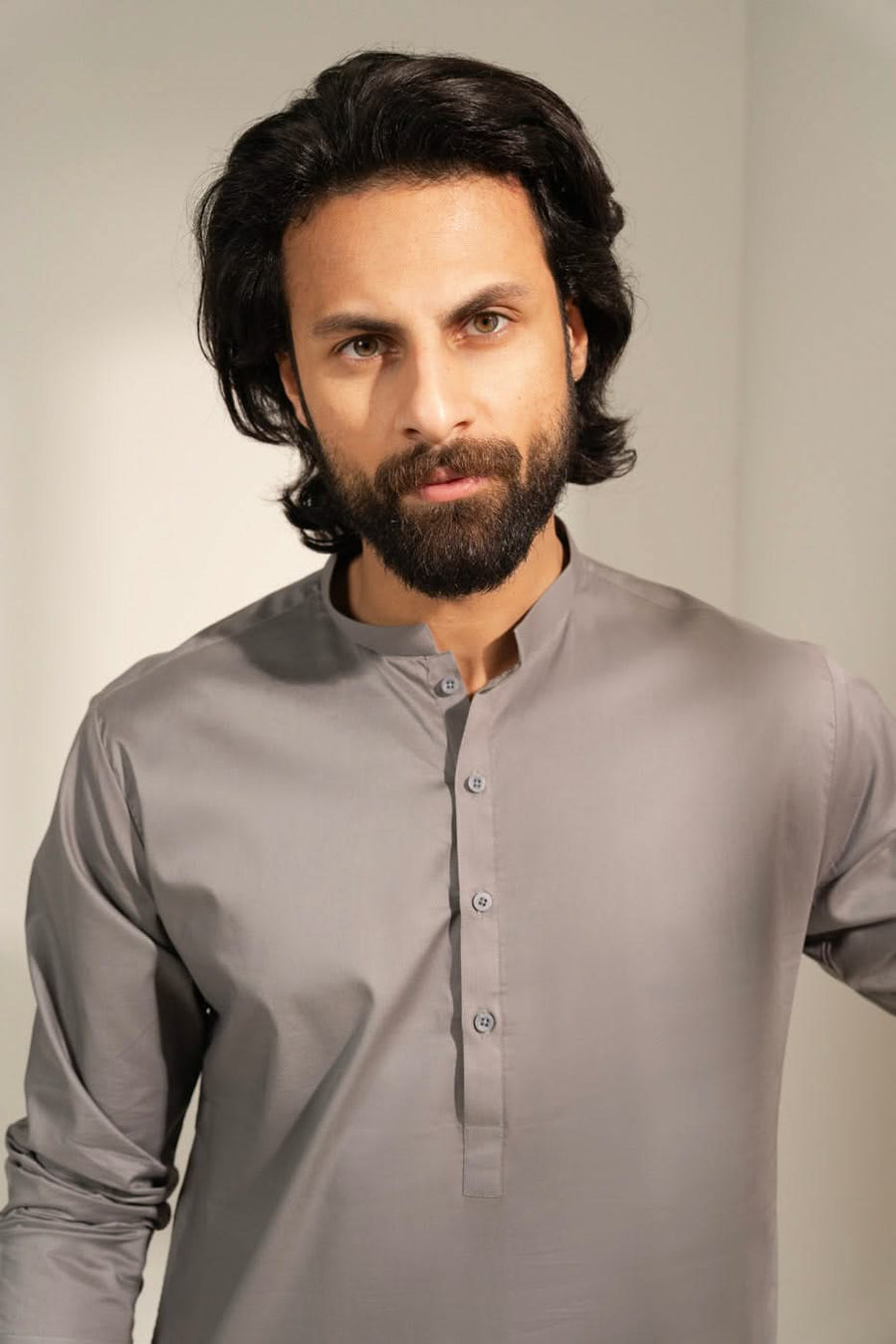 Premium Silk Blend Kurta With Slim Band Collar - Pehnaawaa