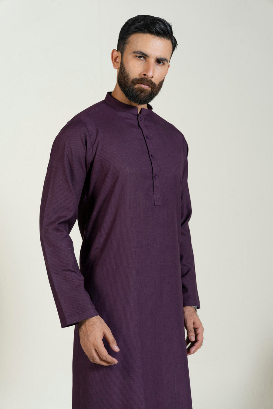 Premium Silk Blend Indian Kurta Band Collar - Pehnaawaa