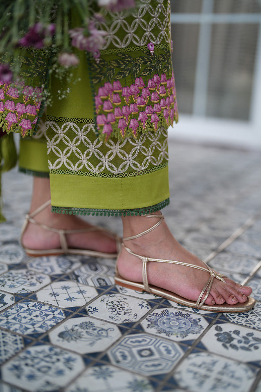 Lime Zest – Premium Embroidered Lime Green & Magenta 3-Piece Festive Lawn Suit - Pehnaawaa