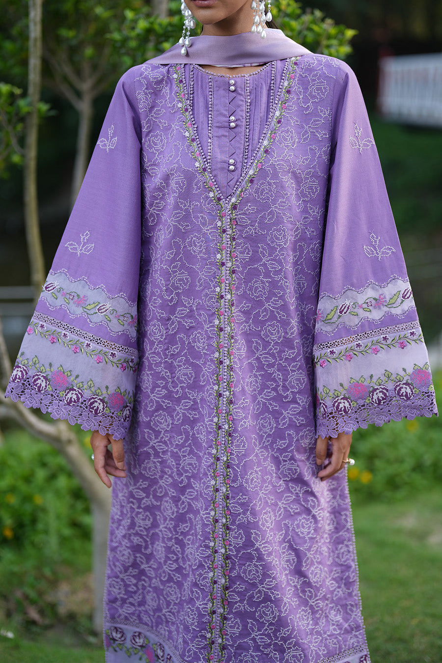 Embroidery Detailed Purple Lawn Suit - Pehnaawaa