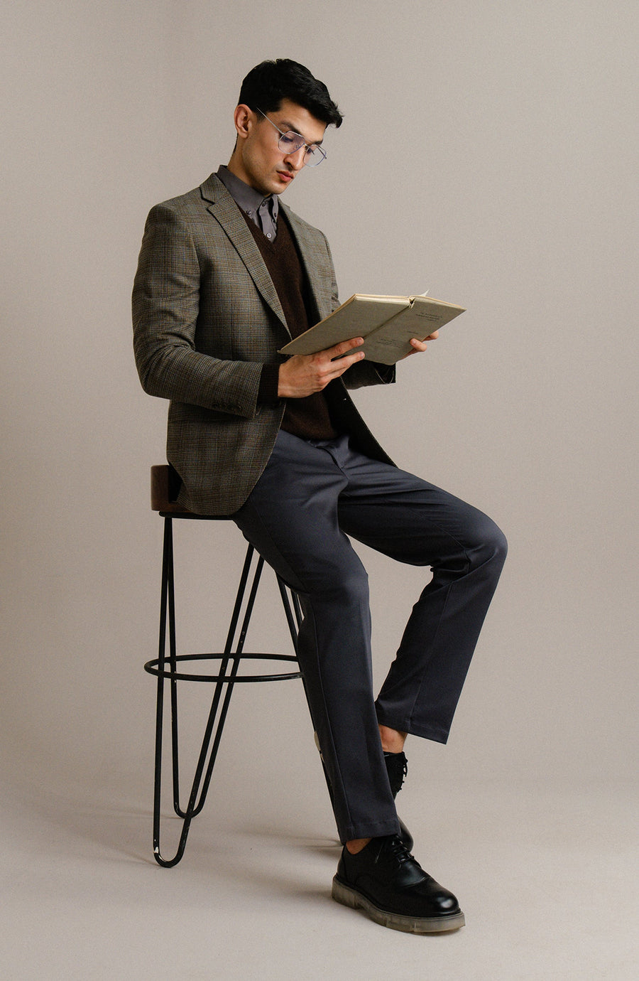 ABLAZE BLAZER - DARK BROWN CHECKERED
