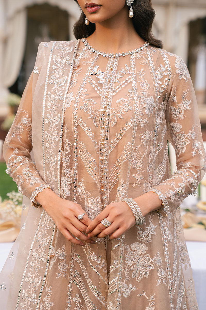 BRONZE BLAZE-3PC ORGANZA EMBROIDERED PRET - Pehnaawaa