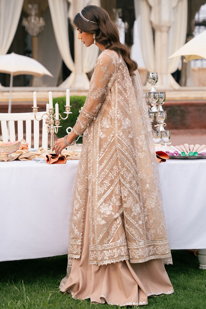 BRONZE BLAZE-3PC ORGANZA EMBROIDERED PRET - Pehnaawaa