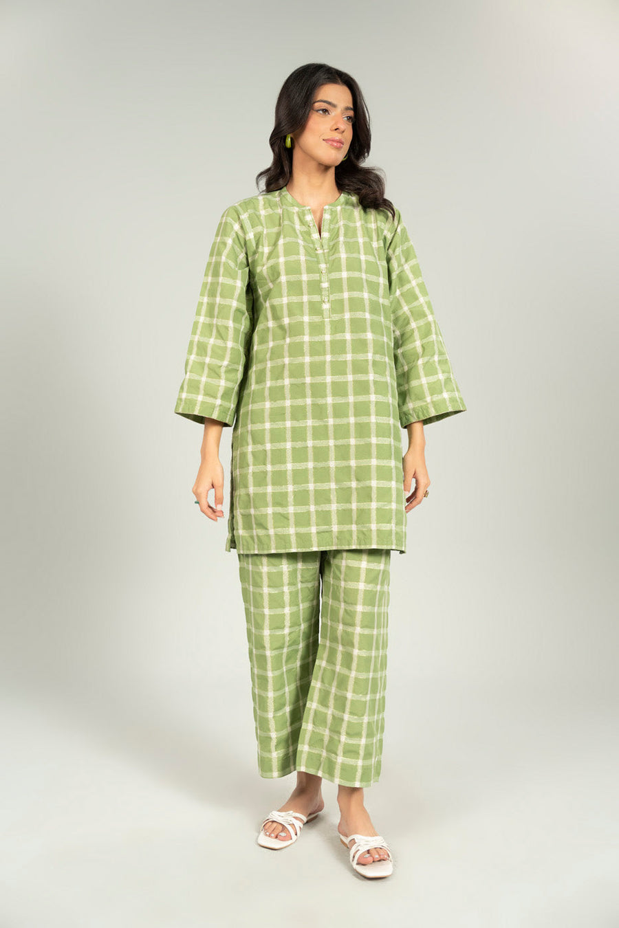 Sage Green Linen 2-Piece Culotte Set | Yarn-Dyed