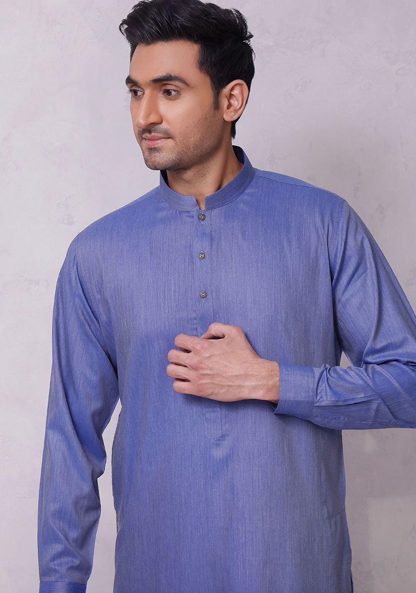 Basic Poly Viscose Star Sapphire Slim Fit Kurta