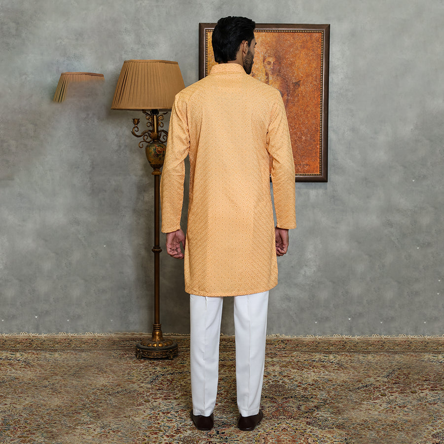 Basic Cotton Peach Slim Fit Kurta