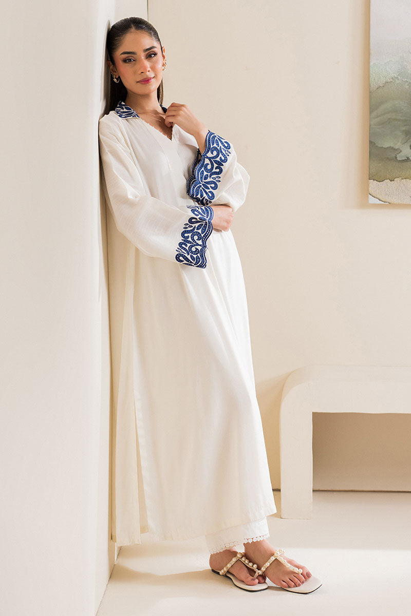 VANILLA MINT EMBELISHED LINEN SHIRT - Pehnaawaa