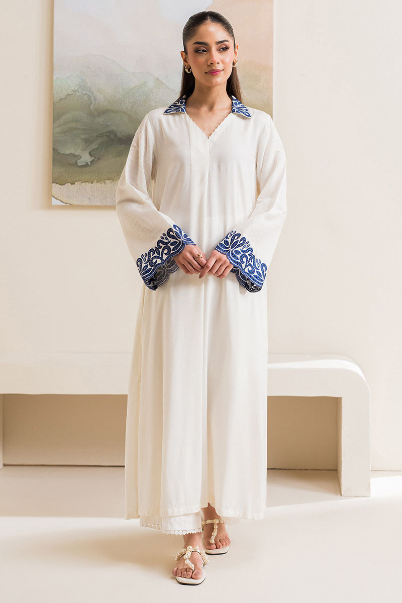 VANILLA MINT EMBELISHED LINEN SHIRT - Pehnaawaa