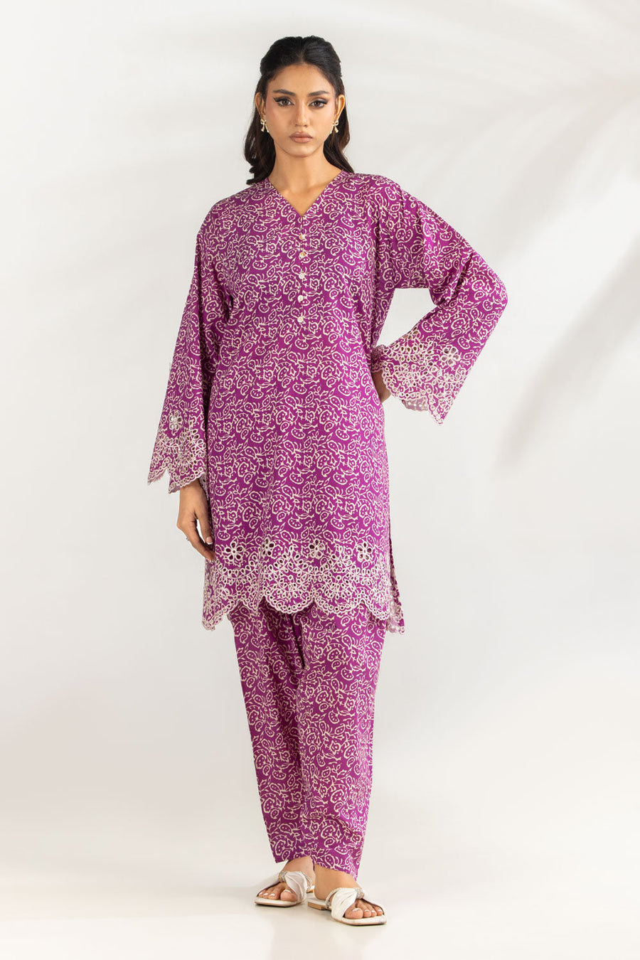 Purple Printed Summer Co-Ord Set - Pehnaawaa