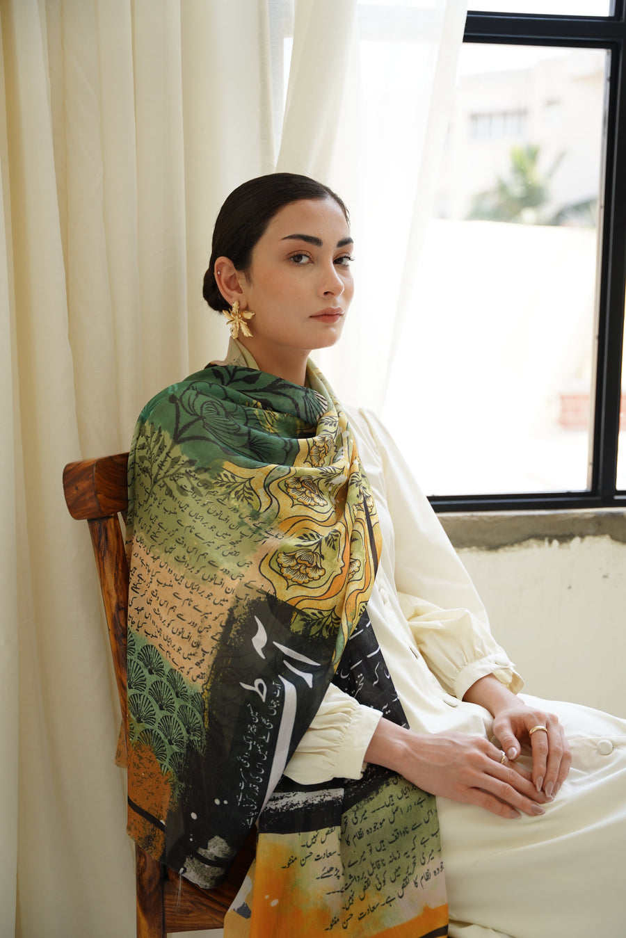 Tarz (Flair & Flourish) Scarf - Shaded Green & Orange