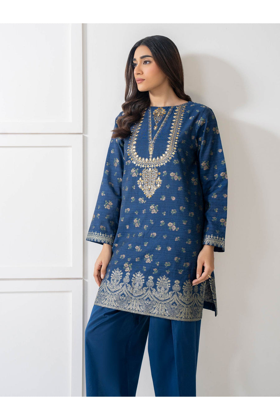 Summer Embroidered Jacquard 2 Piece Suit