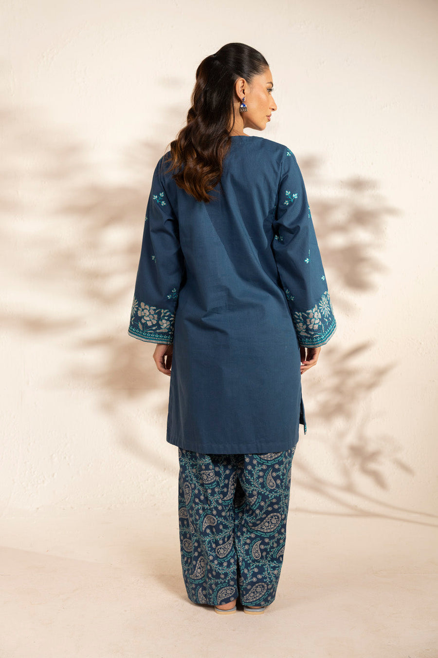 Slate Blue Lawn 2-Piece Salwar Kameez | Resham Embroidery