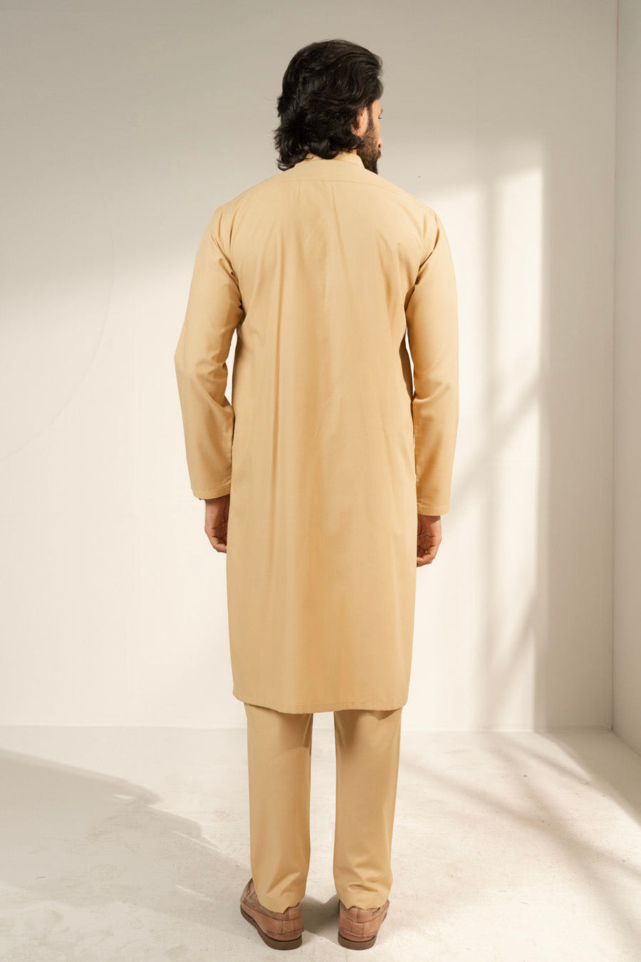 Cream Mulberry Silk 2-Piece Kurta | Band Collar Minimalist