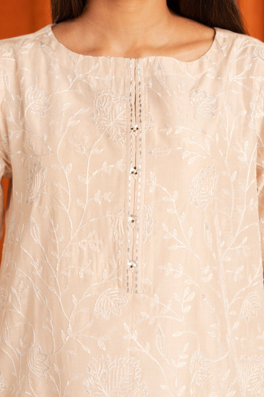Ivory Cotton Silk 2-Piece Kurta | Resham Embroidery