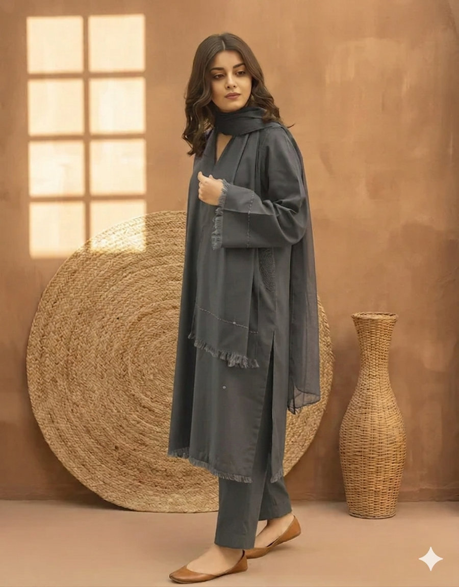 Grey Elegance | 3-Piece Stitched Suit