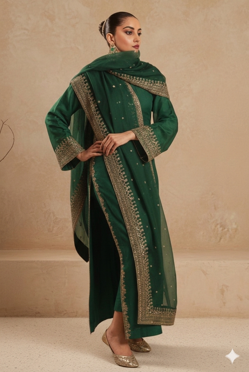 Green Pearl – 3 Piece Lawn Suit