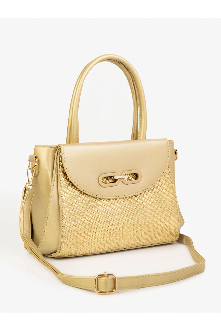 Elegant Textured Handbag For Everyday Style Gold Tone Accessory