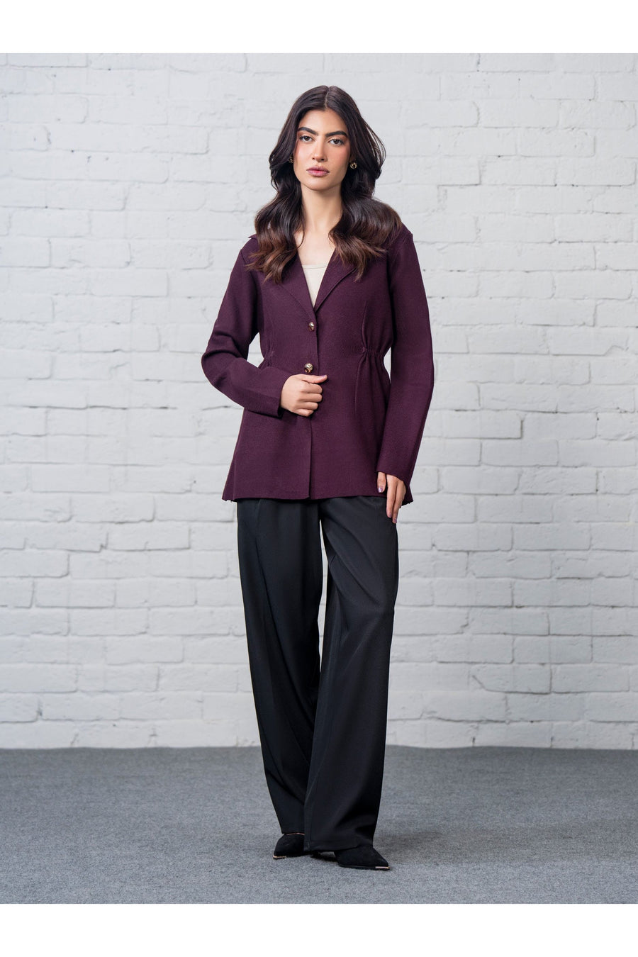 Plum Wool Blend 2-Piece Blazer | Tailored Notch Lapel