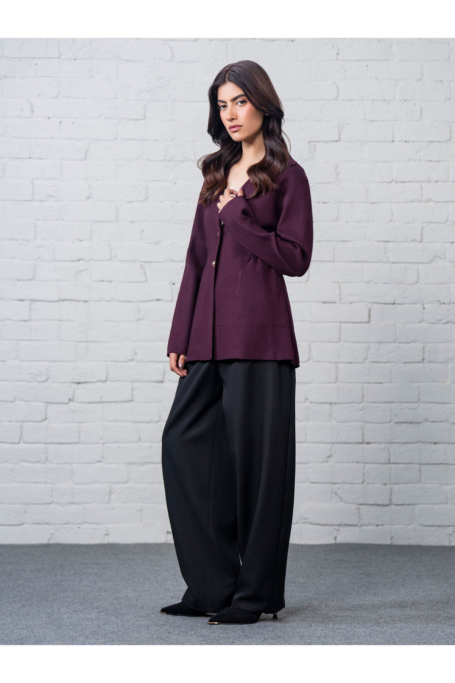 Plum Wool Blend 2-Piece Blazer | Tailored Notch Lapel