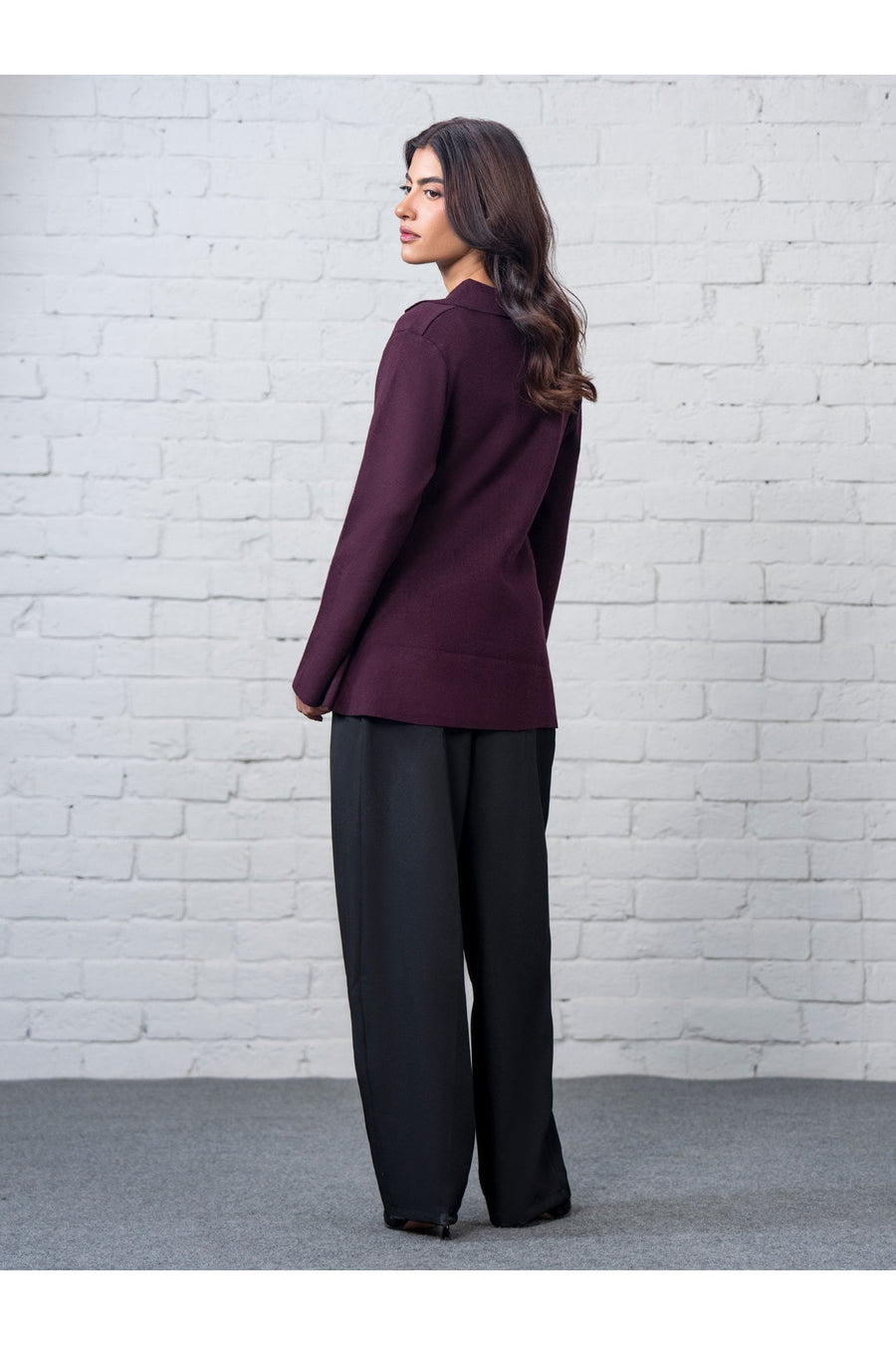 Plum Wool Blend 2-Piece Blazer | Tailored Notch Lapel