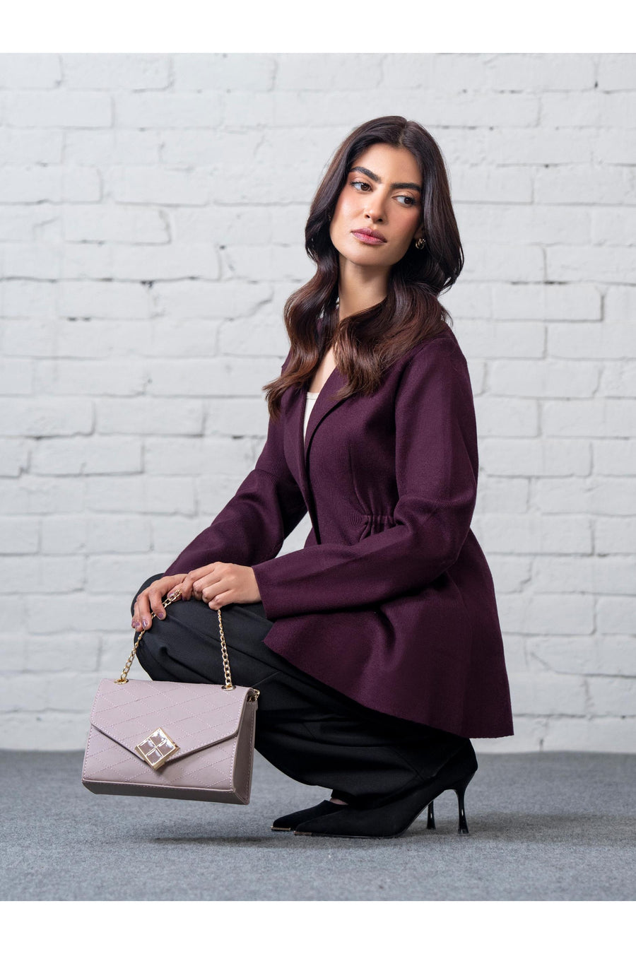 Plum Wool Blend 2-Piece Blazer | Tailored Notch Lapel
