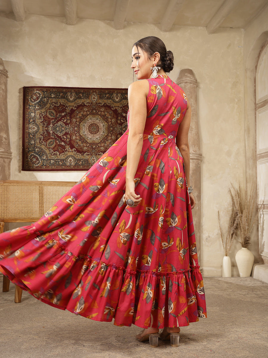 Cotton Printed Flared Kurta - Pehnaawaa