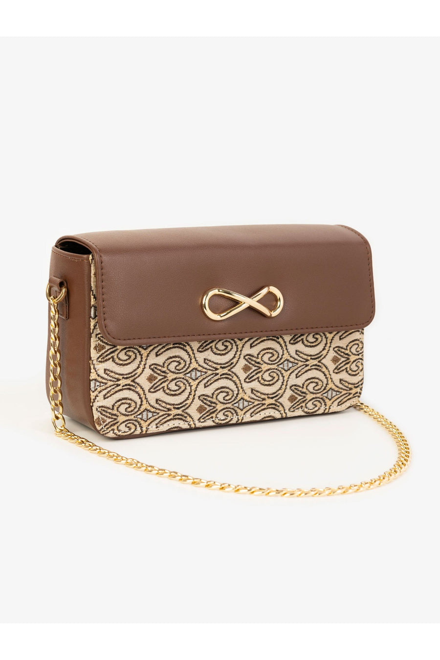 Elegant All Season Infinity Handbag Design In Luxe Brown Rexine