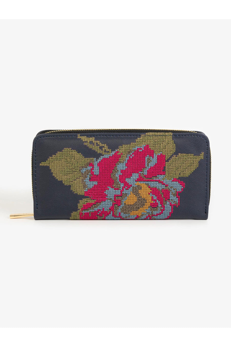 Elegant Embroidered Leather Wallet For Everyday Use