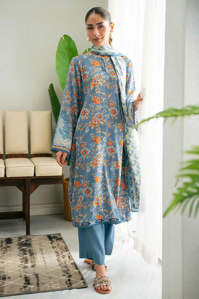 BLUE GLASS-3PC (SHIRT, TROUSER & DUPATTA) - Pehnaawaa