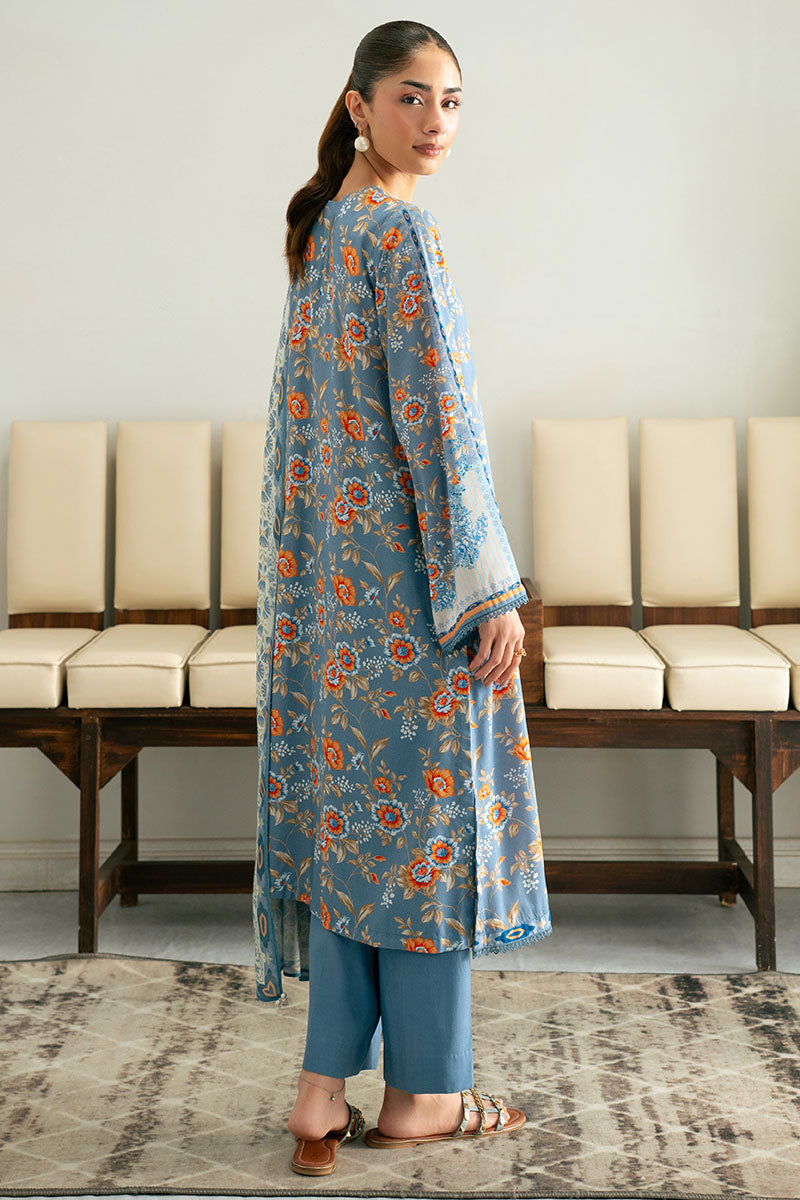 BLUE GLASS-3PC (SHIRT, TROUSER & DUPATTA) - Pehnaawaa