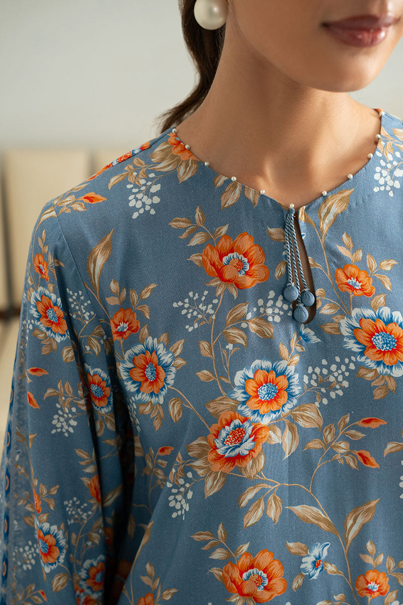 BLUE GLASS-3PC (SHIRT, TROUSER & DUPATTA) - Pehnaawaa