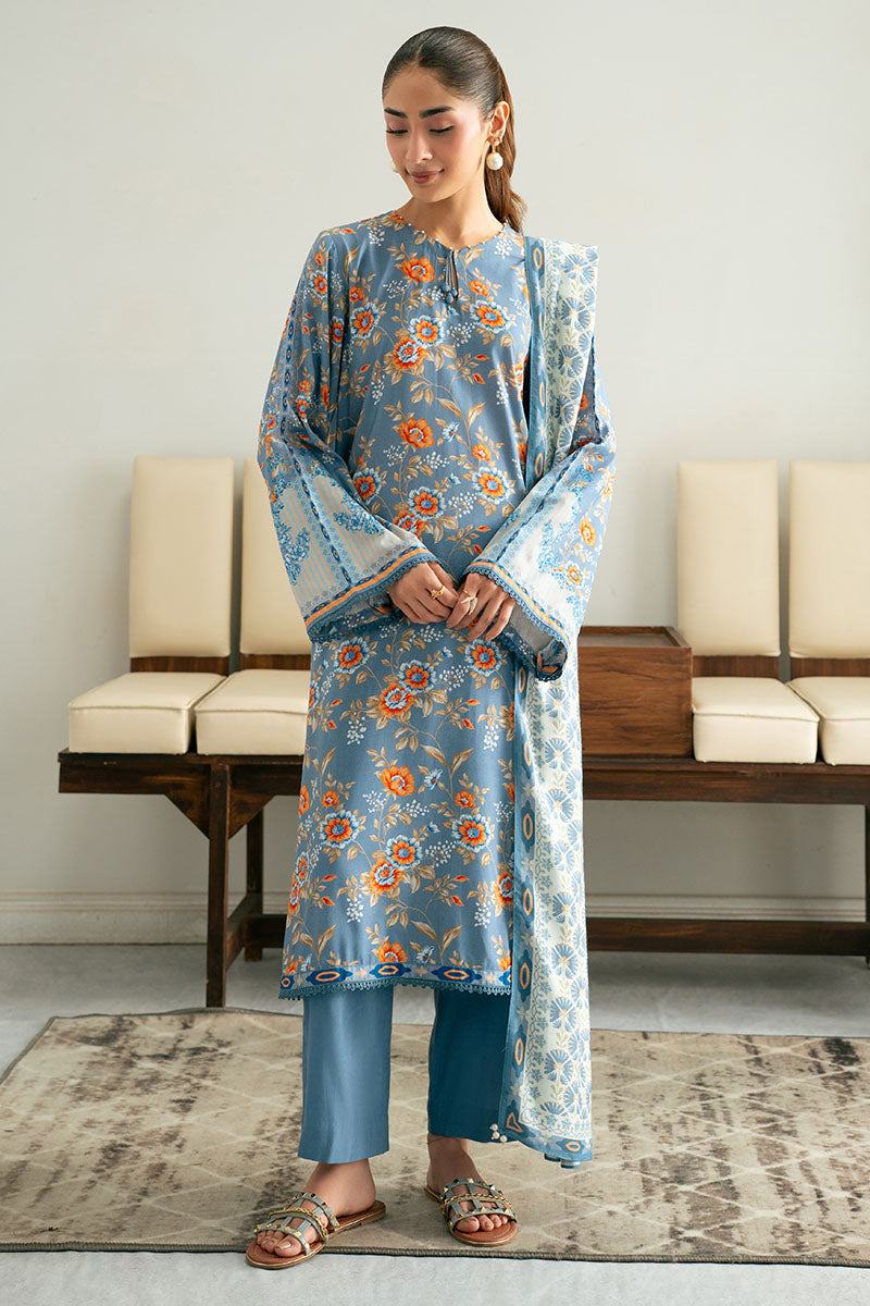 BLUE GLASS-3PC (SHIRT, TROUSER & DUPATTA) - Pehnaawaa