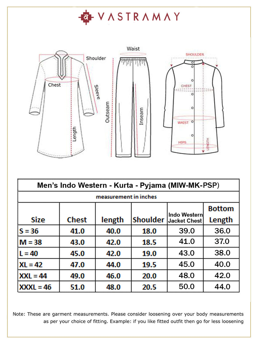 Men's Navy Blue Jacquard Sherwani With Kurta Pant Set