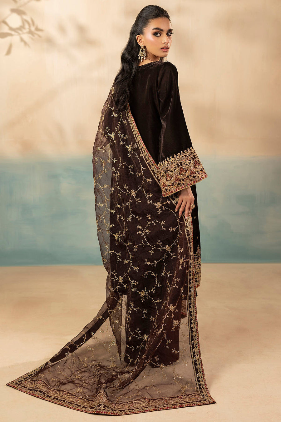 Alma Embroidered Velvet 3-Piece Winter Suit | 5673