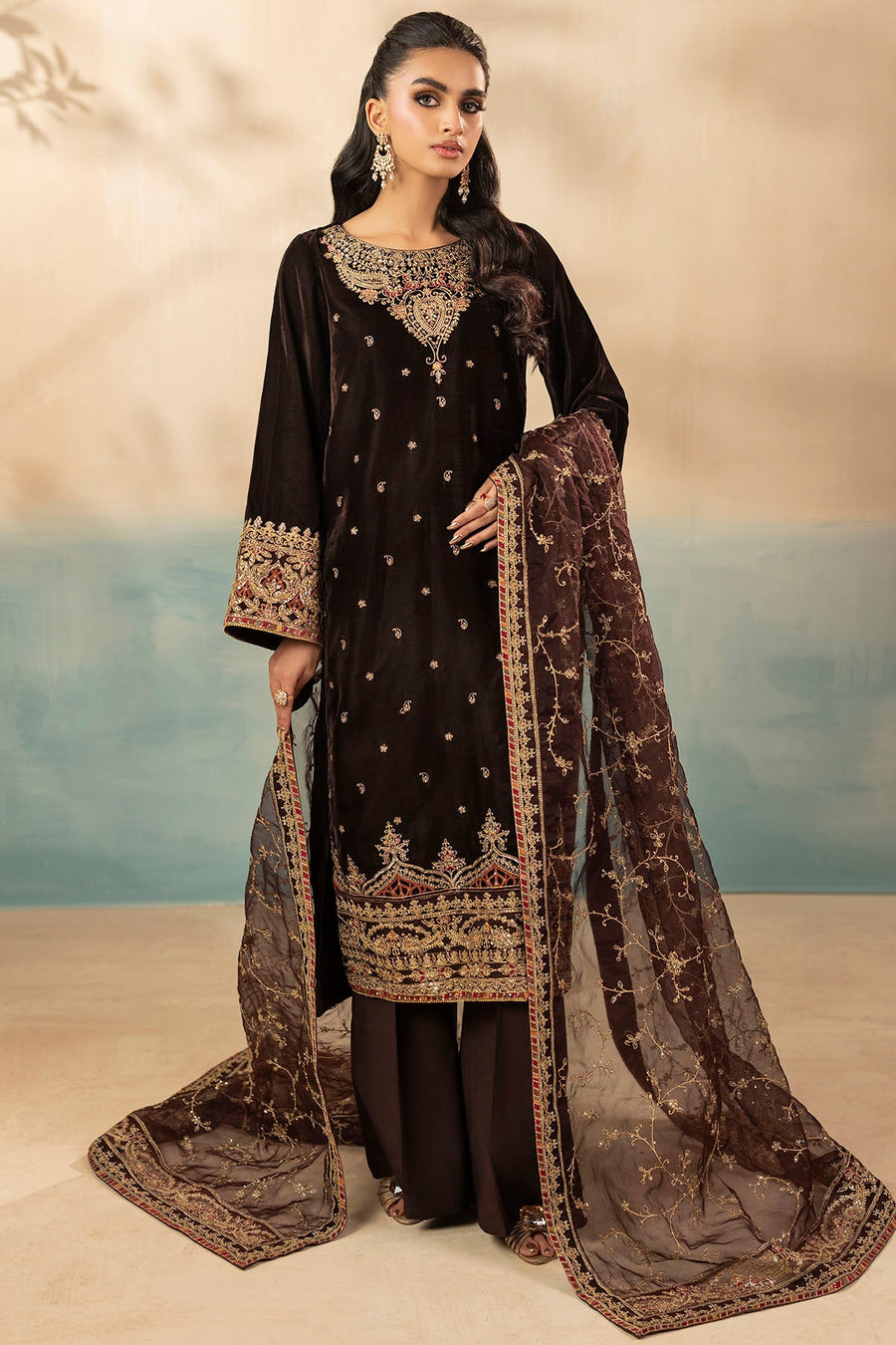 5673-ALMA EMBROIDERED VELVET STITCHED
