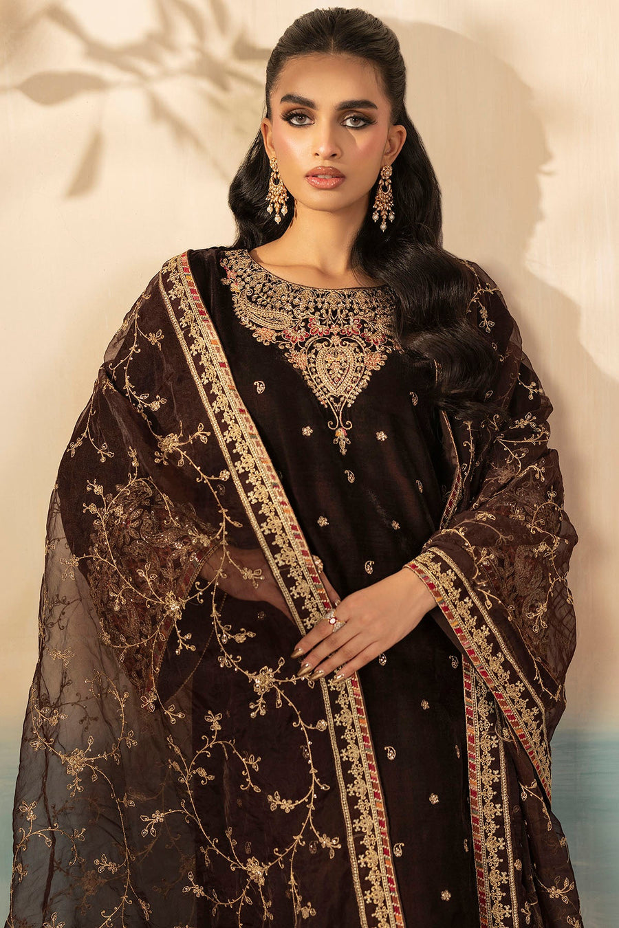 Alma Embroidered Velvet 3-Piece Winter Suit | 5673