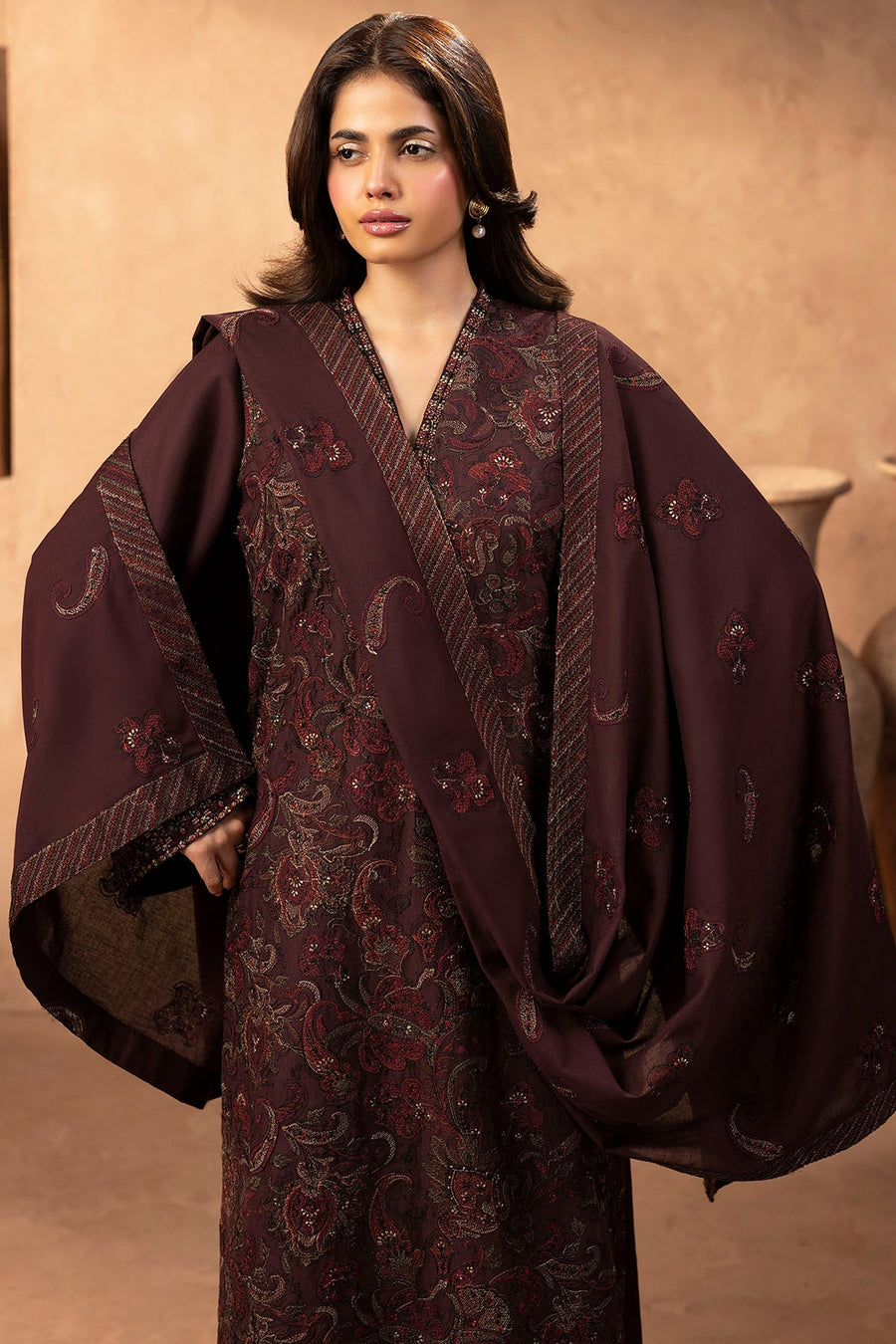 Glade Embroidered Khaddar 3-Piece Winter Suit | 5681