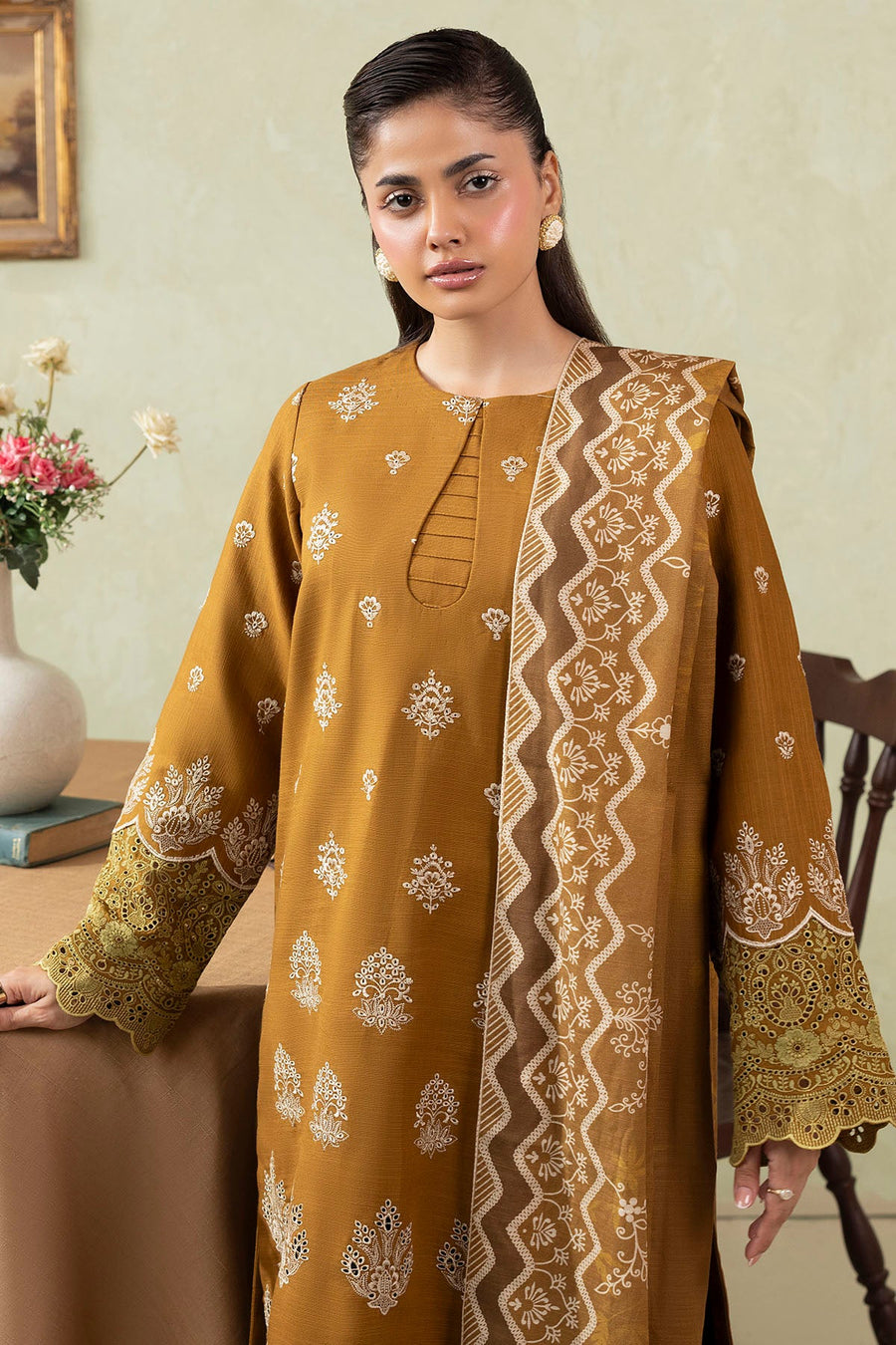 Aria Embroidered Khaddar 3-Piece Winter Suit | 5687