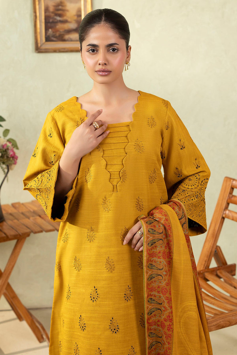 Sai Embroidered Khaddar 3-Piece Winter Suit | 5695